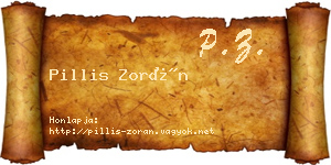 Pillis Zorán névjegykártya